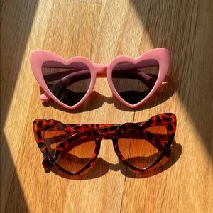 Heart-Shaped Sunglasses Set - Pink and Tortoiseshell